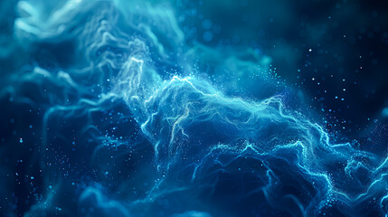 Fototapete - Abstract blue background with glowing particles. 3d rendering, 3d illustration.