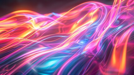 Canvas Print - Vibrant neon waves in a digital dreamscape