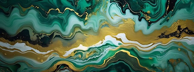 Background green gold abstract texture marble pattern liquid ink paint. Dark background green gold luxury stone wallpaper golden watercolor foil agate black art design emerald color fluid water moder	