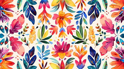 A vibrant watercolor floral pattern bursting with color