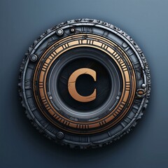 Wall Mural - letter C in the form of a gear wheel on a dark background