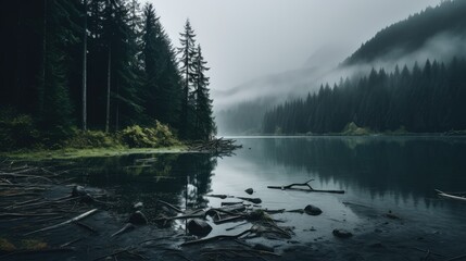 Canvas Print - fog on the lake