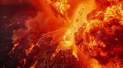 Wall Mural - the earth trembles as molten lava erupts from the bowels of the fiery volcano.