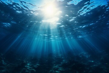 Wall Mural - Underwater scene with rays of light. Generative AI