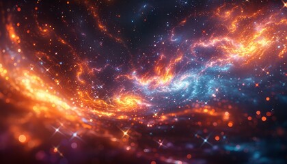 Canvas Print - A spiral galaxy with a bright blue star in the center by AI generated image