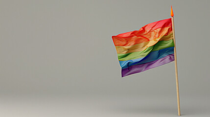 Wall Mural - Colorful rainbow flag on a white background with a focus on the fabric's texture. A waving rainbow flag showing support for the LGBT community. rainbow flag on transparent background. A rainbow flag. 