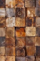 Wall Mural - A close up of wood blocks with different textures.