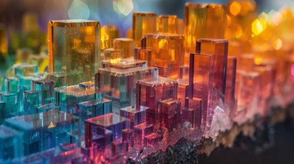 Wall Mural - a colorful cityscape made of glass blocks