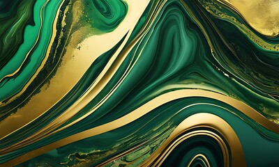 Background green gold abstract texture marble pattern liquid ink paint. Dark background green gold luxury stone wallpaper golden watercolor foil agate black art design emerald color fluid water moder	