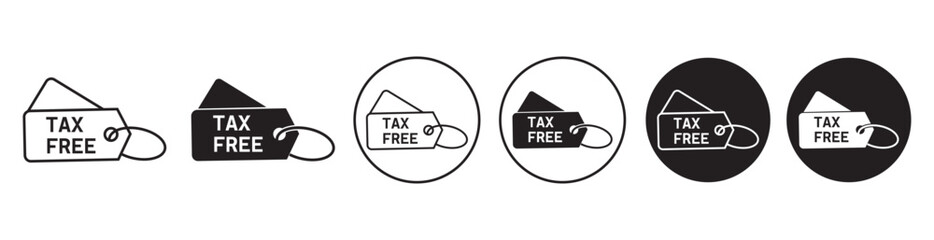 Poster - set of Tax free Icon. tax free tag vector symbol in black filled and outlined style.