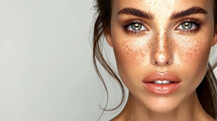 Canvas Print -  A woman with multiple freckles on her face