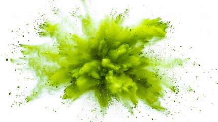 Wall Mural - Green tea explosion isolated on white.