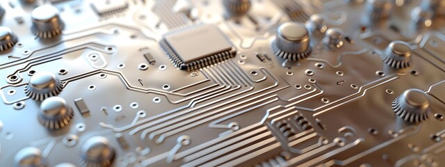 Poster - Intricate CloseUp of a Circuit Board A D Rendered of Electronic Innards Futuristic Aesthetic