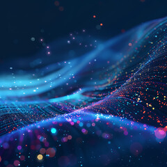 Poster - futuristic wave of musical particles. sound data.