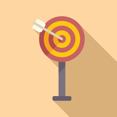 Sticker - Flat design illustration of a dart hitting the center of a target on a tan background