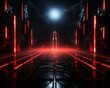 © tohceenilas - Futuristic spaceship hangar with red lights