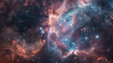 Aufkleber - Beautiful cosmic nebula with colorful interstellar clouds and sparkling stars. Stunning space background ideal for astronomy and science fiction themes