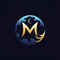 Zodiac sign M in the starry sky. Vector illustration.