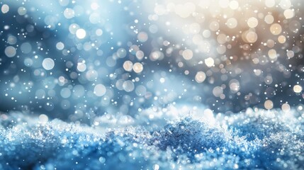 Poster - Shimmering blue bokeh lights on a dark background. Ideal for festive, holiday, and celebration themes