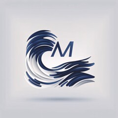 M letter icon design template elements. Blue water wave abstract symbol.