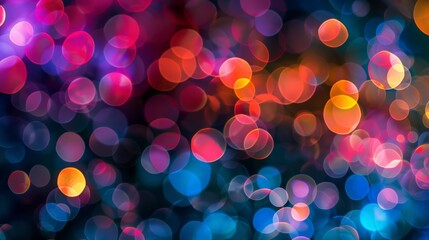 Poster - Colorful bokeh lights background with a vibrant mix of hues. Ideal for festive and celebratory themes