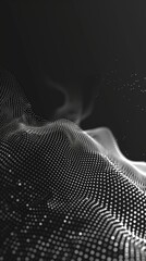 Poster - Abstract black and white dotted waves. Ideal for futuristic and technological designs