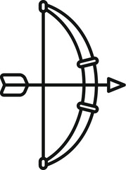 Canvas Print - Simple black line art drawing of a traditional archery bow with an arrow nocked and ready