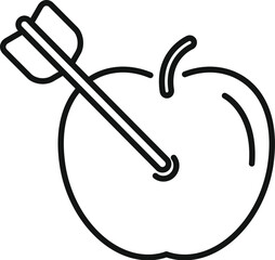 Poster - Line art illustration of an arrow struck into an apple, symbolizing accuracy and goals