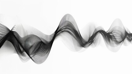 Poster - Abstract black wave pattern on a white background, creating a sense of motion and flow. Perfect for modern and minimalist design themes and technological concepts