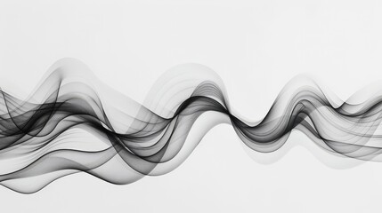 Poster - Elegant black and white abstract wave pattern creating a sense of movement and fluidity. Perfect for modern art, minimalist design, and digital themes