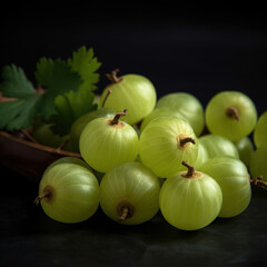 Wall Mural - Bunch of green gooseberries, natural fresh berry food for healthy nutrition.