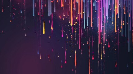 Poster - Abstract colorful paint drips on dark background. Vibrant and creative expression concept.