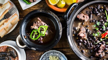 Feijoada - a hearty black bean stew with pork