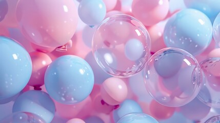 Poster - Glossy pastel balloons in soft focus creating a dreamy texture. Ideal for celebrations and festive backgrounds