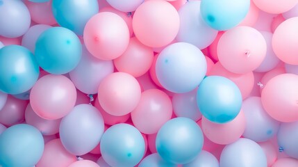 Poster -  close-up of assorted pastel balloons, perfect for vibrant and joyful party decorations