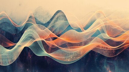 Poster - Ethereal orange and blue smoke waves intertwined. Abstract art perfect for modern design and decor.