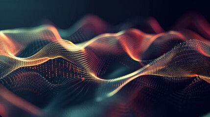 Poster - Dynamic abstract pattern with golden and dark waves. Ideal for technology and futuristic themes