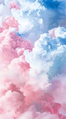 Poster - Surreal pink and blue cloudscape with a dreamy, soft focus. Perfect for backgrounds and abstract art concepts.