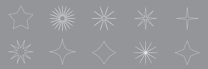 Wall Mural - Sparkle Icons set. Twinkle stars collection. Shine star icons. Effect shine, glitter, twinkling and clean. Star sparkle icon. Vector illustration.