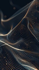 Poster - Golden and blue digital waves in a mesmerizing pattern. Luxury and modern tech design