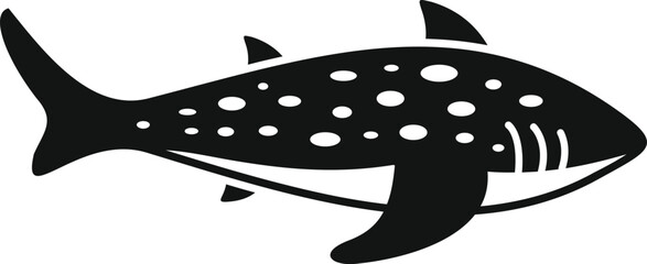 Sticker - Black and white illustration of a fish with spots, suitable for various design projects