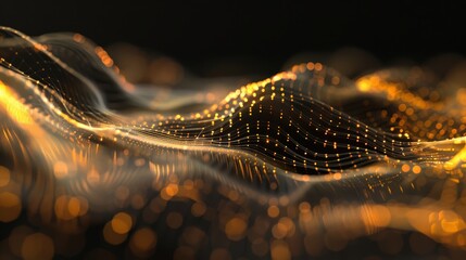 Aufkleber - Vibrant blue digital network waves with glowing nodes. Suitable for technology and network themes