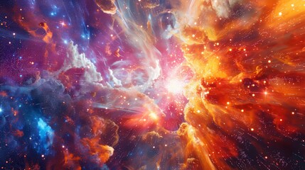 Aufkleber - Explosive cosmic event with vibrant orange and red hues, perfect for dynamic and energetic designs
