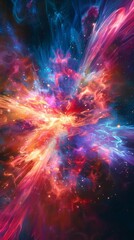Poster - Vibrant galactic core explosion with rich colors and dynamic textures, suitable for sci-fi and space-themed visuals