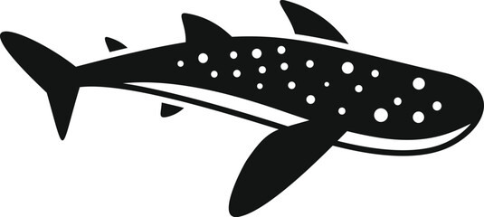 Sticker - Vector graphic of a whale shark icon in a simple black and white silhouette style