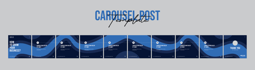 Wall Mural - Set of Linkedin Carousel Post, editable social media Instagram carousel post, modern and creative business carousel post template, eps 10.