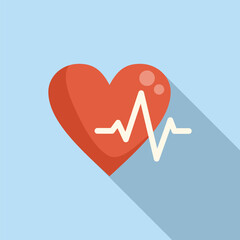 Sticker - Flat design heart health concept icon with cardiovascular, pulse, and cardiogram symbols for medical and wellness care illustrations