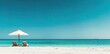 © FU - Minimalist Tranquility: Two Chairs and an Umbrella on Pristine White Sand Beach