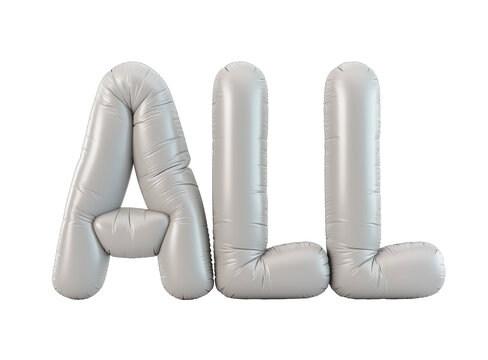 Photo with inflatable word with matte gray letters 