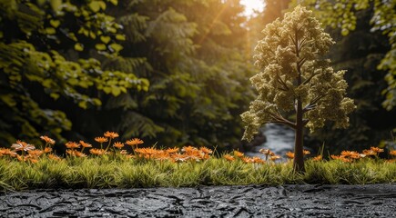 Small Tree Growing in Field. Generative AI